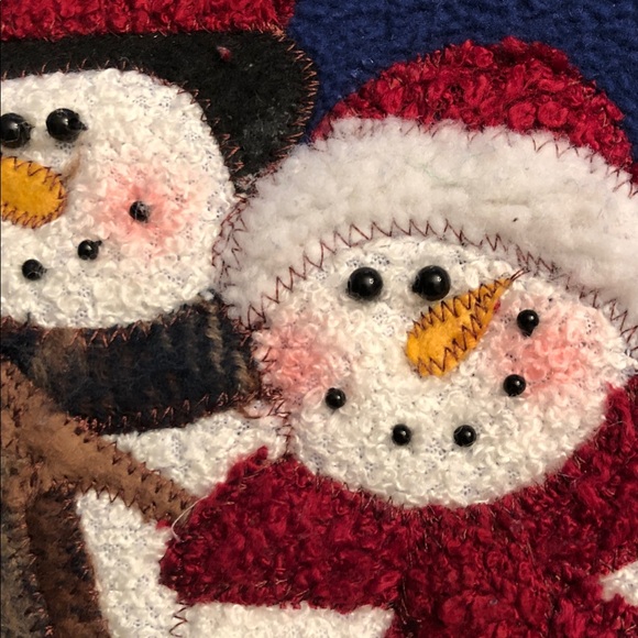 Pair of Holiday Cheer Snowman, Santa & Reindeer Fleece Pillows 18” Square #OS057 - Picture 7 of 12